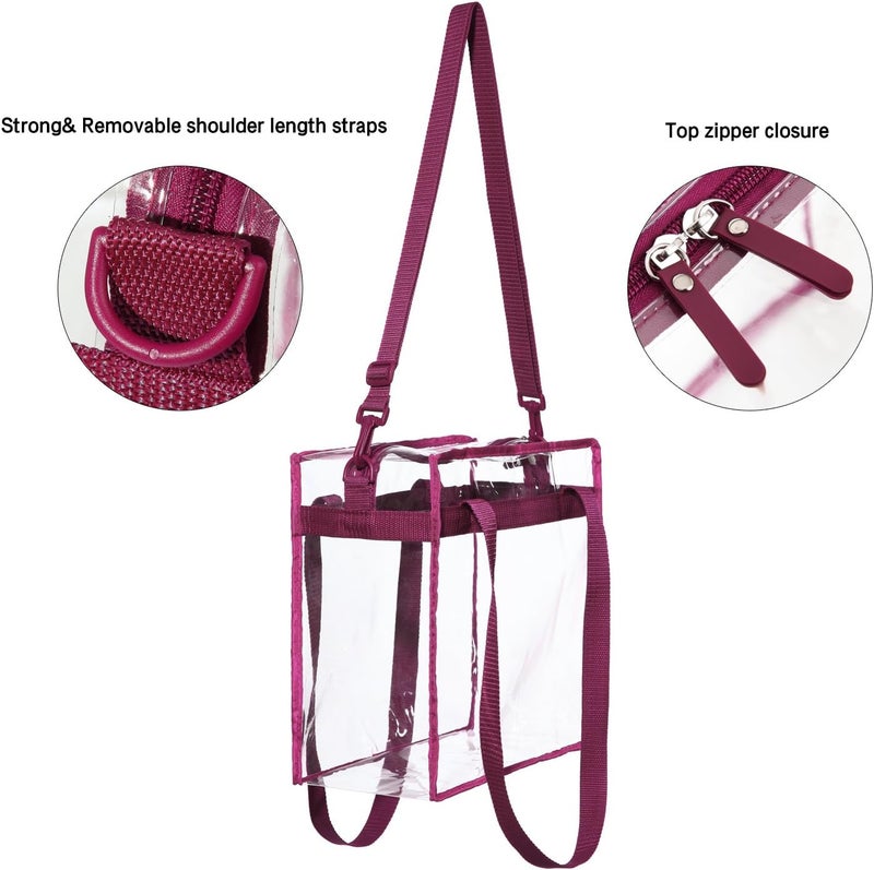 BAGAIL Clear Bags 12x6x12 Stadium Approved Clear Tote Bag with Zipper Closure Crossbody Shoulder Bag with Adjustable Strap - Image 2